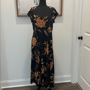 Chaps Black and Floral Maxi Dress A-Line. XL